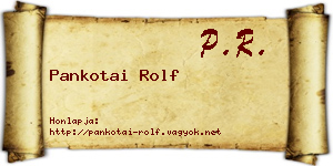 Pankotai Rolf névjegykártya